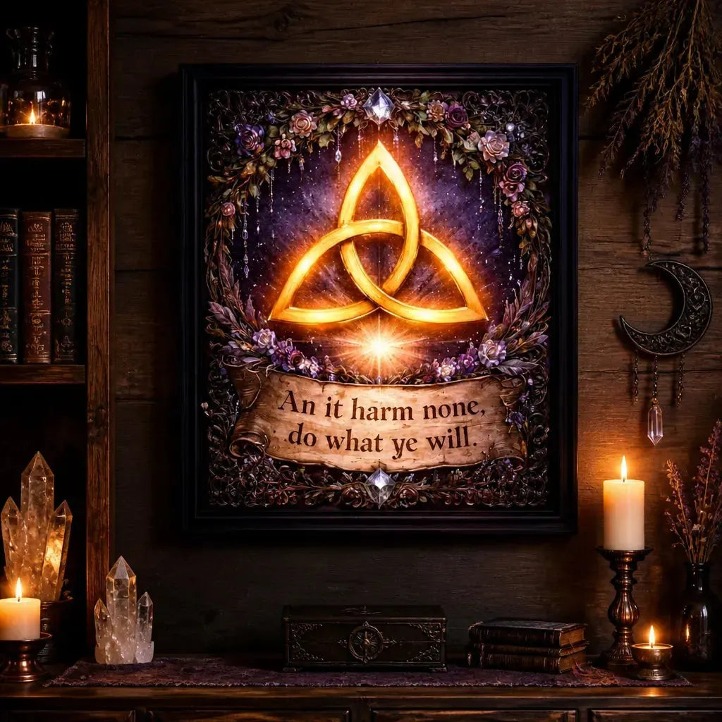 Celtic Knot Triquetra Pagan Canvas Wall Art - Trinity Knot Black Framed Art Print Wicca Wall Decor_mockup_2.webp