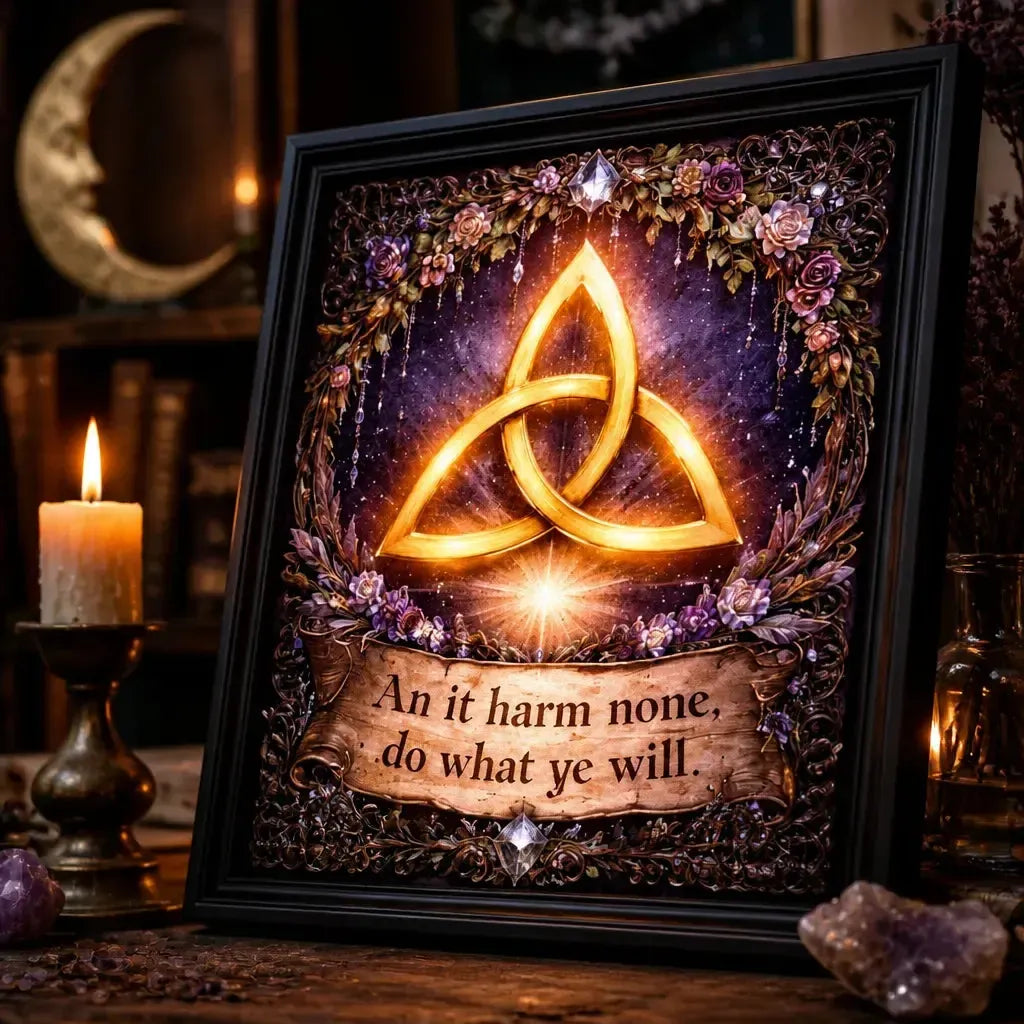 Celtic Knot Triquetra Pagan Canvas Wall Art - Trinity Knot Black Framed Art Print Wicca Wall Decor_mockup_3.webp