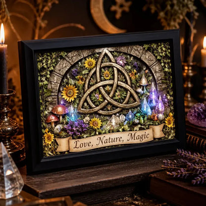 Celtic Knot Triquetra Wicca Wall Art - Trinity Knot Black Framed Canvas for Boho Pagan Home Decor_mockup_3.webp