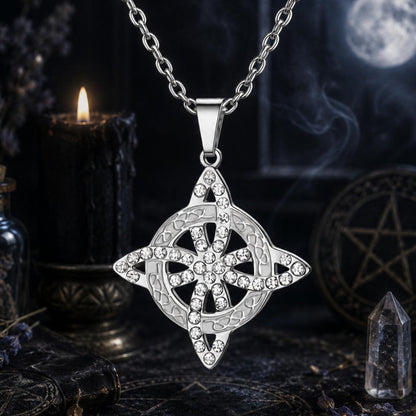 Celtic Knot Witch Necklace - Pagan Protection Amulet with Zircon Accent-MoonChildWorld