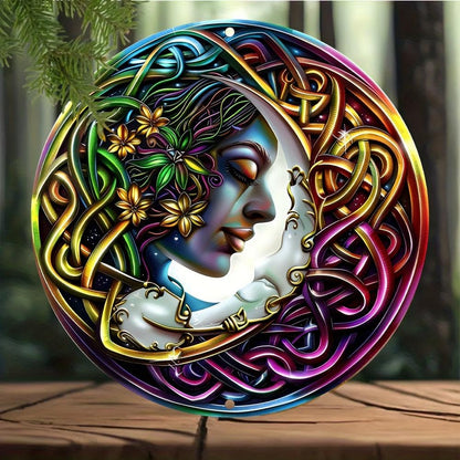 Celtic Moon Goddess Metal Sign Celestial Wall Sign Wicca Home Decor-MoonChildWorld