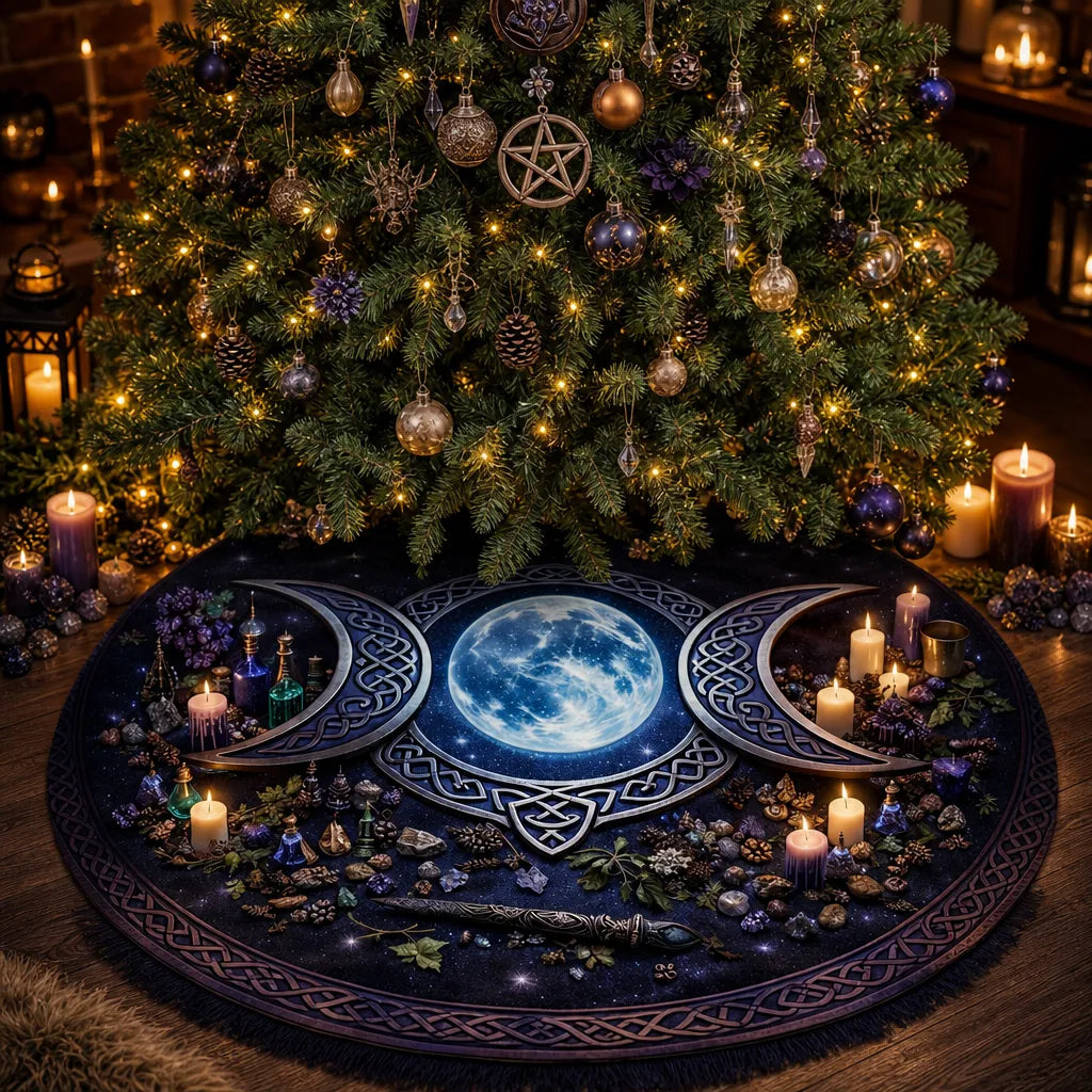 Celtic Moon Triple Yule Tree Skirt – Pagan Witch Gothic Decor_mockup_1.webp