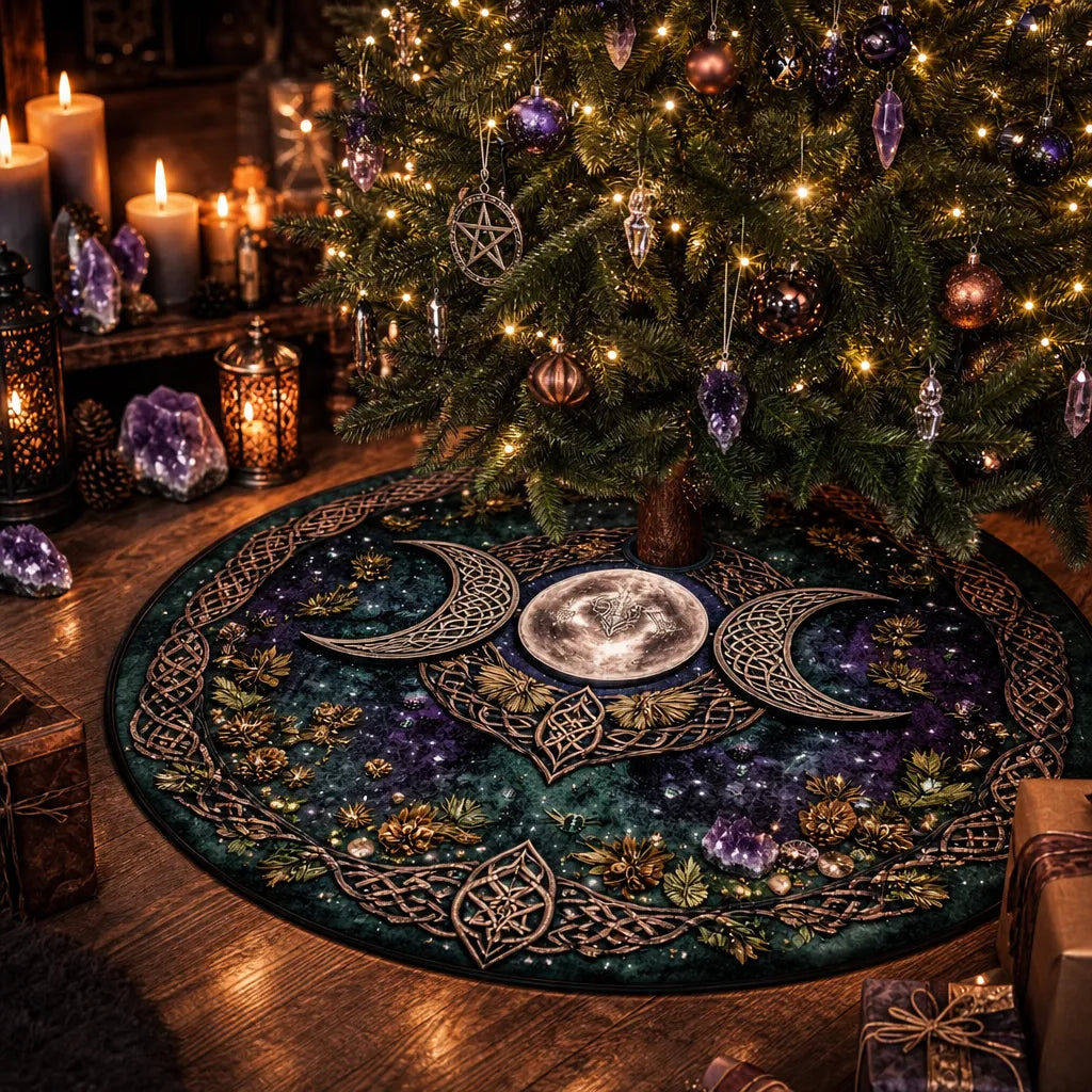Celtic Moon Yule Tree Skirt – Pagan Witchy Gothic Decor_mockup_3.webp