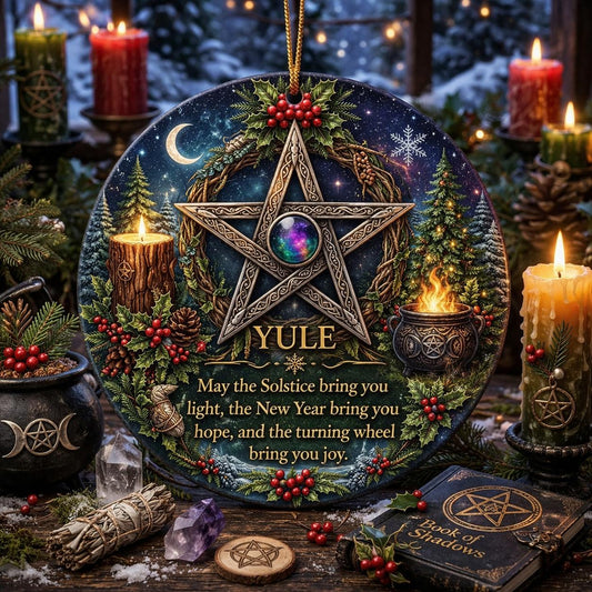 Celtic Pentacle Christmas Ceramic Ornament for Witch – Wicca Pagan Holiday Ornament-MoonChildWorld
