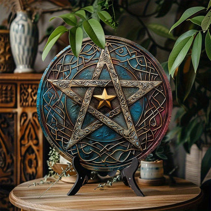 Celtic Pentacle Wicca Metal Sign Pagan Decor-MoonChildWorld