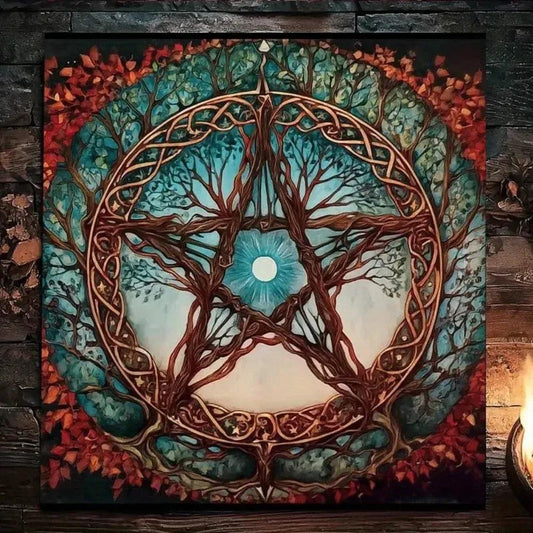 Celtic Pentagram Wicca Altar Cloth - Pentacle Pagan Tablecloth For Rituals, Tarot Reading & Home Decor-MoonChildWorld