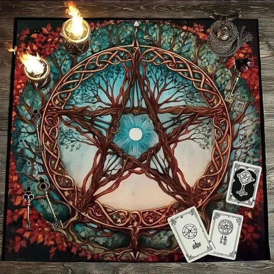 Celtic Pentagram Wicca Altar Cloth - Pentacle Pagan Tablecloth For Rituals, Tarot Reading & Home Decor-MoonChildWorld