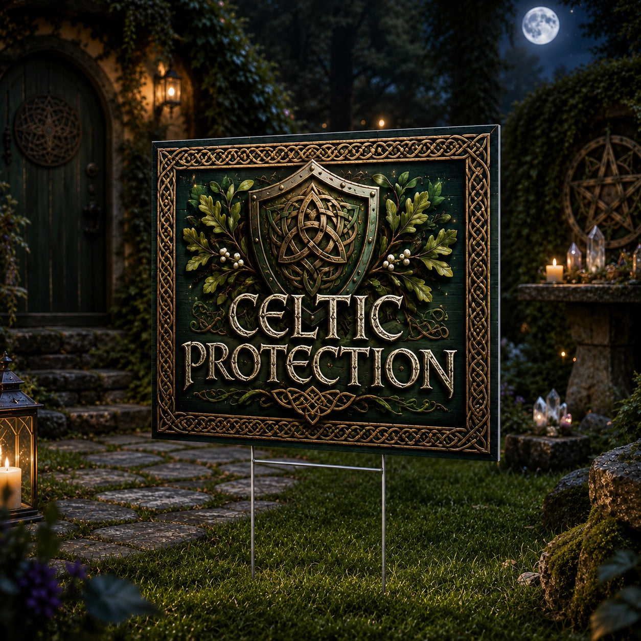 Celtic Protection Celtic Knot Shield Wicca Yard Sign - close up detail