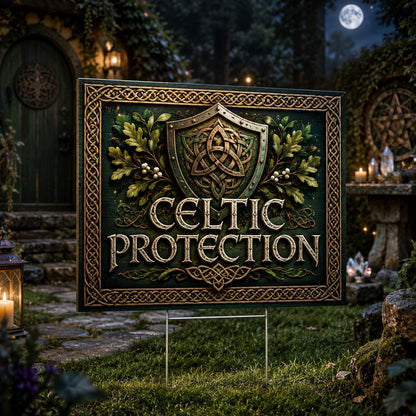 Celtic Protection Celtic Knot Shield Wicca Yard Sign - front view