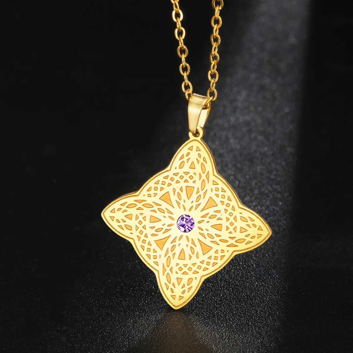 Size reference for the Celtic shield knot zircon necklace