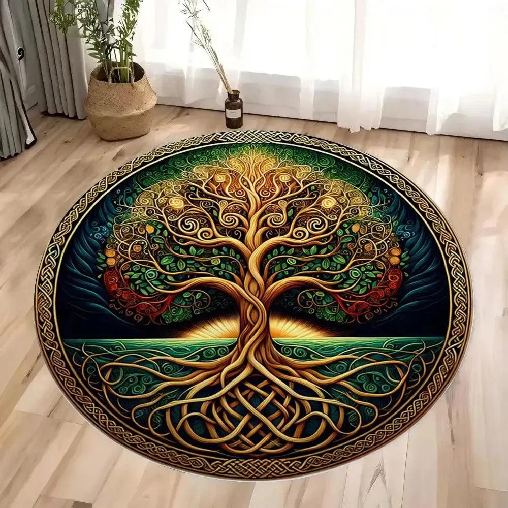 Celtic Tree Of Life Round Rug Spirit Tree Pagan Carpet Home Decor-MoonChildWorld
