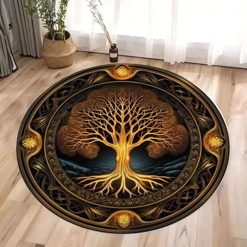 Celtic Tree Of Life Round Rug Spirit Tree Pagan Carpet Home Decor-MoonChildWorld
