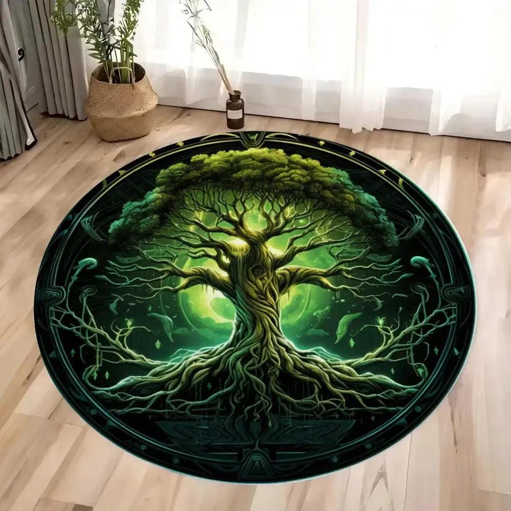Celtic Tree Of Life Round Rug Spirit Tree Pagan Carpet Home Decor-MoonChildWorld