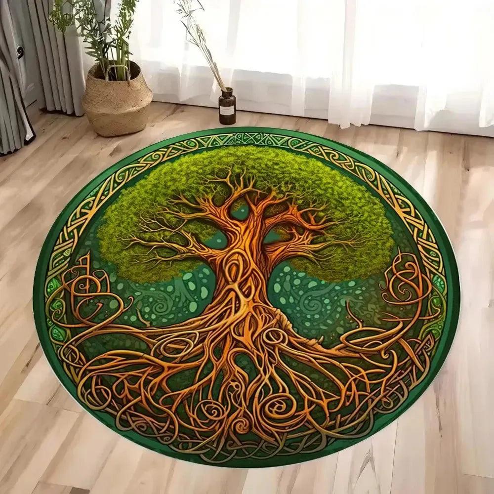 Celtic Tree Of Life Round Rug Spirit Tree Pagan Carpet Home Decor-MoonChildWorld