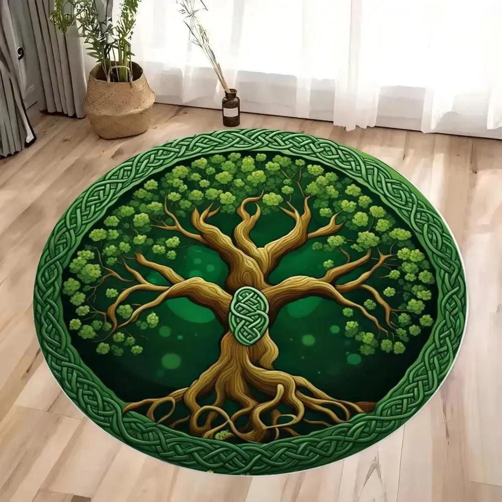 Celtic Tree Of Life Round Rug Spirit Tree Pagan Carpet Home Decor-MoonChildWorld