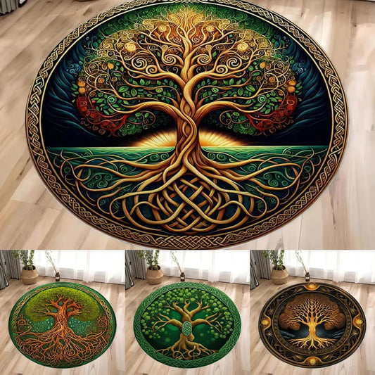 Celtic Tree Of Life Round Rug Spirit Tree Pagan Carpet Home Decor-MoonChildWorld