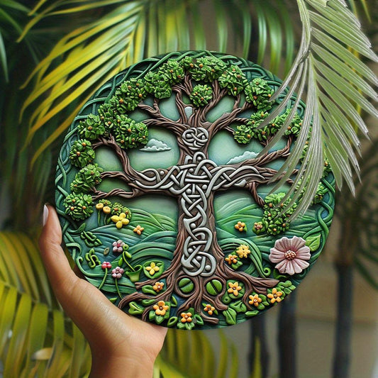 Celtic Tree of Life Metal Sign Irish Cross Wall Art-MoonChildWorld