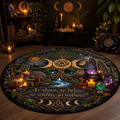 Celtic Tree of Life Pagan Round Rug Wicca Triple Moon Carpet Witchy Home Decor_mockup_1.webp