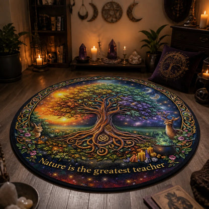 Celtic Tree of Life Pagan Round Rug Yule Wicca Carpet Spiritual Home Decor_mockup_1.webp