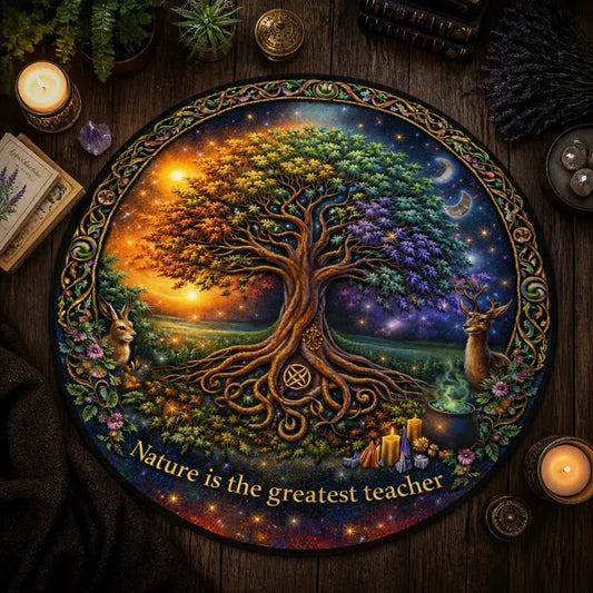 Celtic Tree of Life Pagan Round Rug Yule Wicca Carpet Spiritual Home Decor_mockup_2.webp