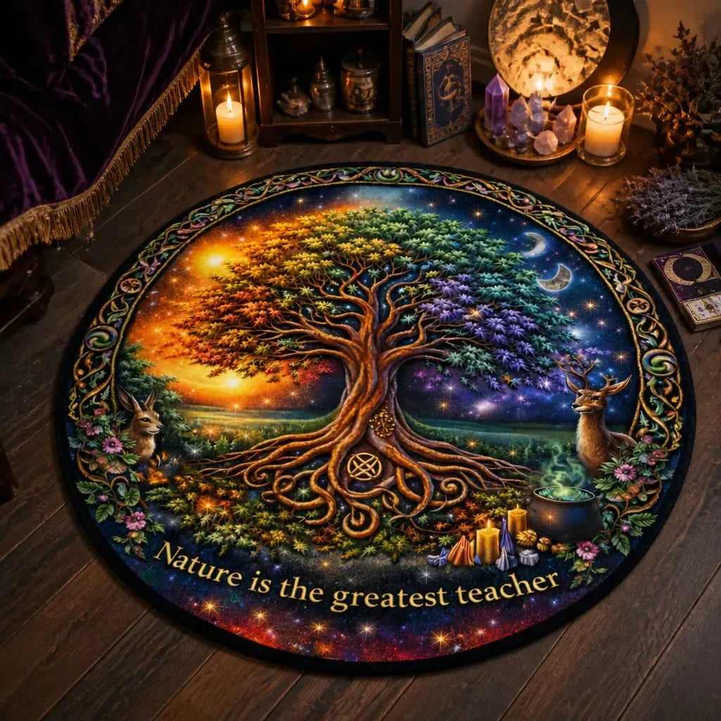 Celtic Tree of Life Pagan Round Rug Yule Wicca Carpet Spiritual Home Decor_mockup_3.webp