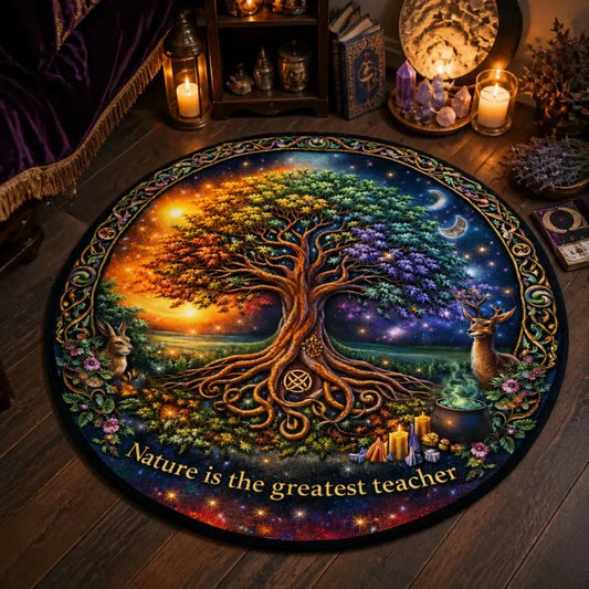 Celtic Tree of Life Pagan Round Rug Yule Wicca Carpet Spiritual Home Decor_mockup_3.webp