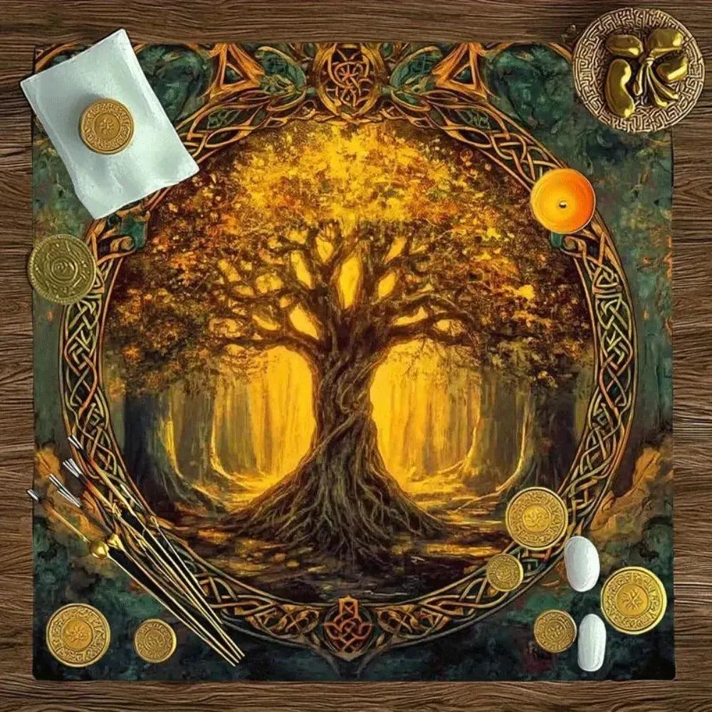 Celtic Tree of Life Pagan Tarot Tablecloth Wicca Altar Cloth for Divination-MoonChildWorld