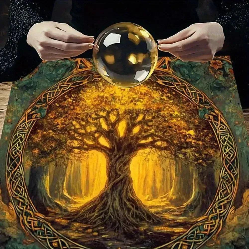 Celtic Tree of Life Pagan Tarot Tablecloth Wicca Altar Cloth for Divination-MoonChildWorld