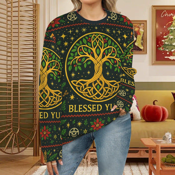 Celtic Tree of Life Pagan Yule Sweatshirt Yule Goddess Wicca Christmas Sweater-MoonChildWorld