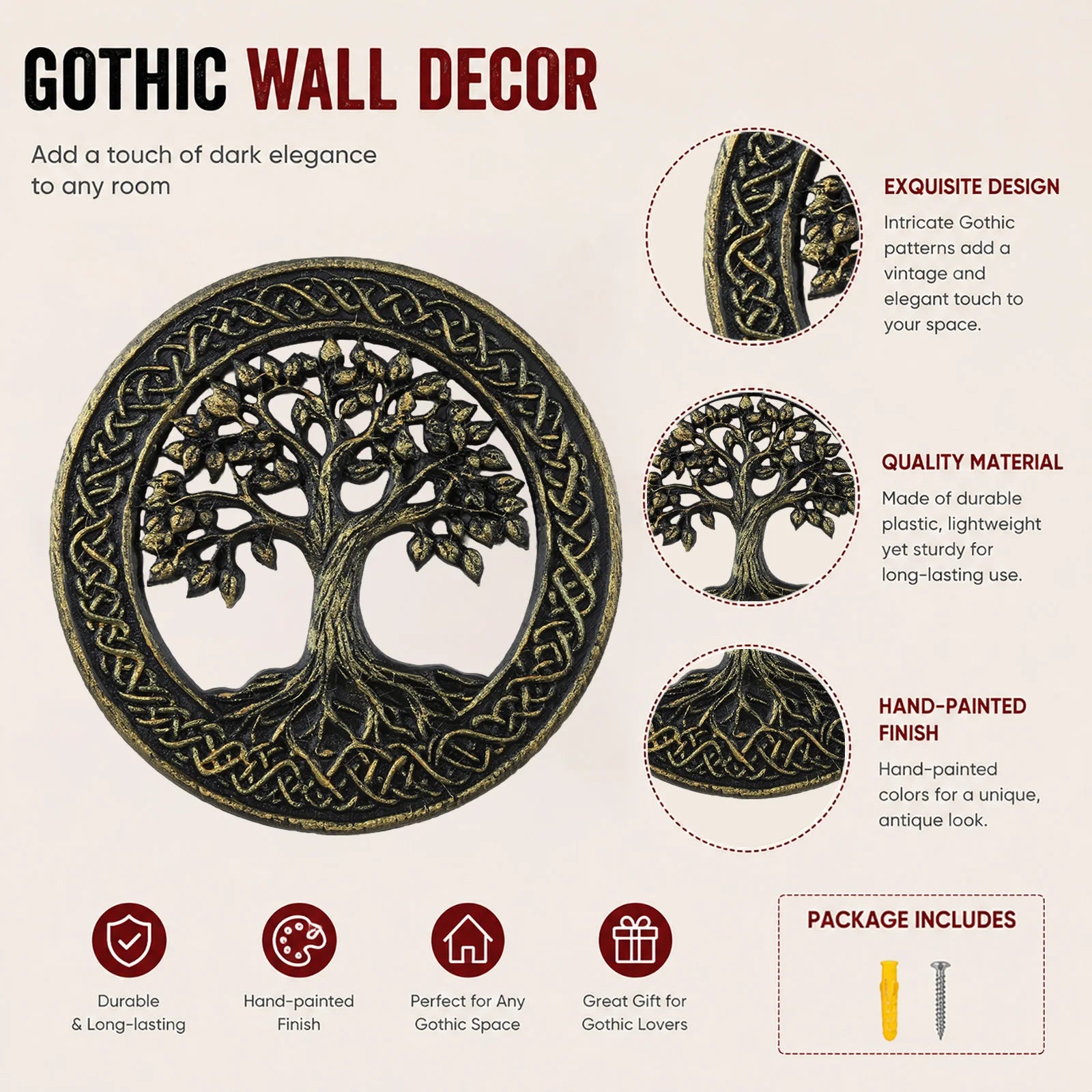 Yggdrasil wall decor – Celtic knot border detail