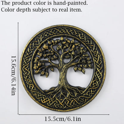 Viking knotwork tree plaque – witchy pagan wall hanging styled
