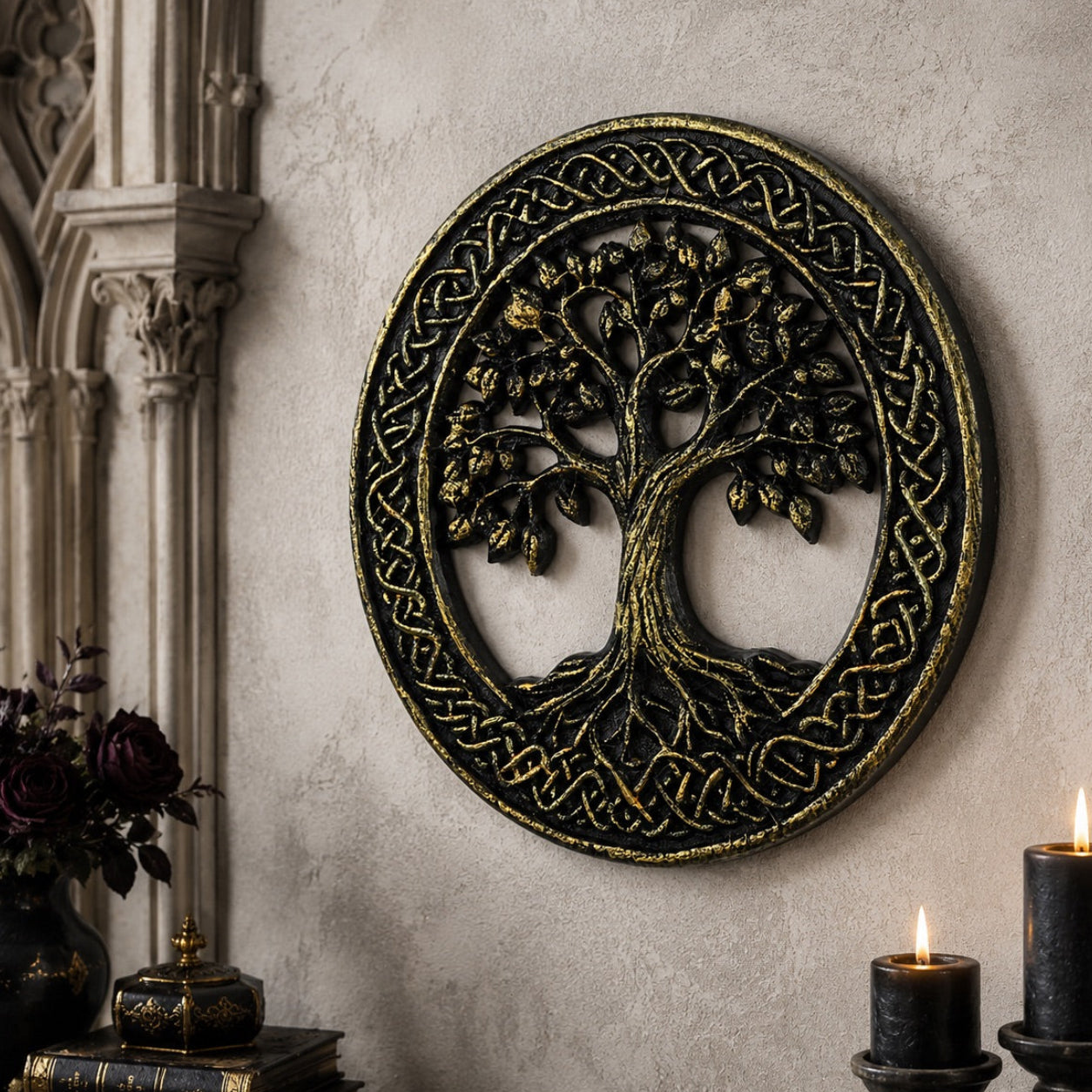 Celtic tree of life wall decor – Norse Viking knotwork hollow wall hanging, front view