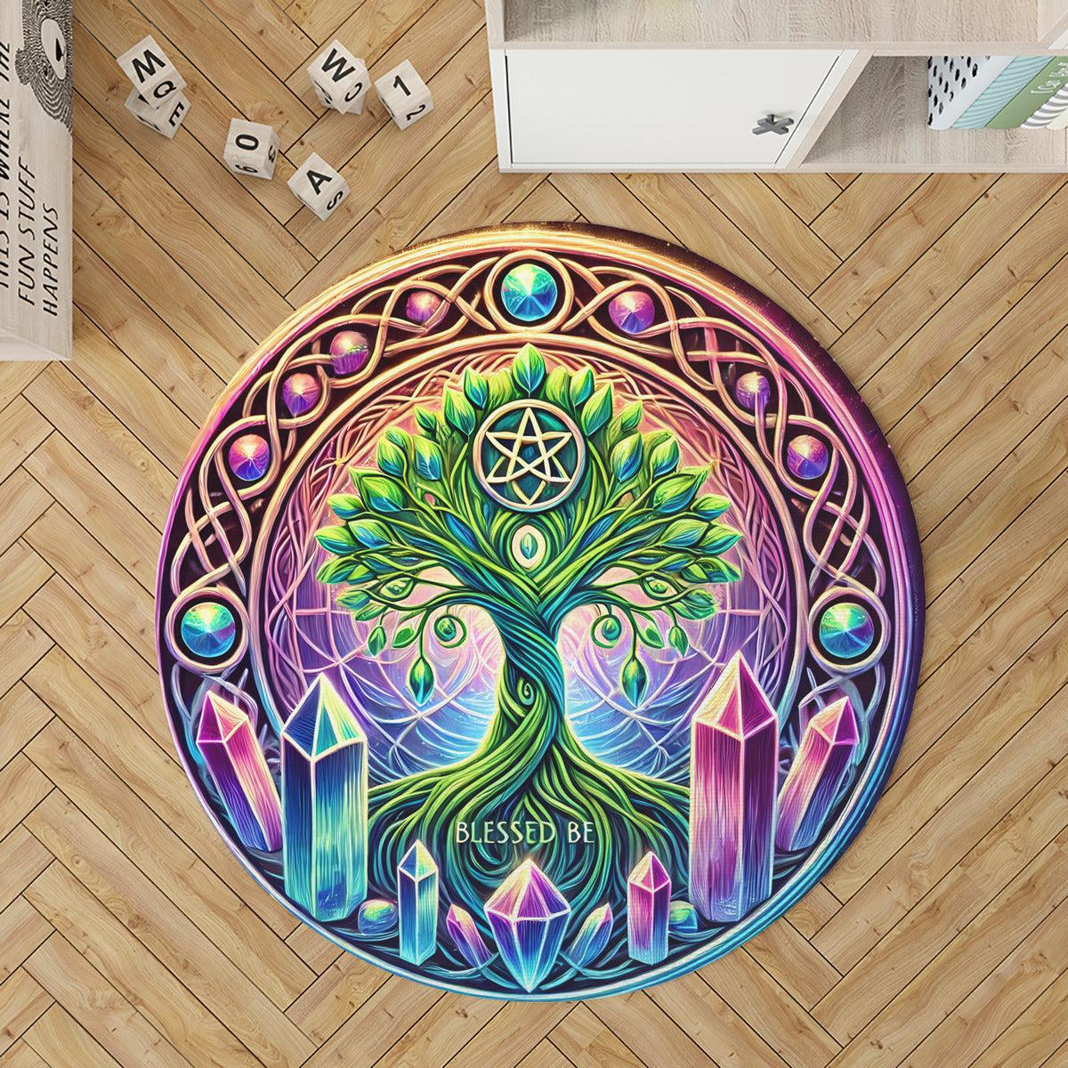 Celtic Tree of life Round Rug Pagan Tree of life Carpet for Wicca Home Decor-MoonChildWorld