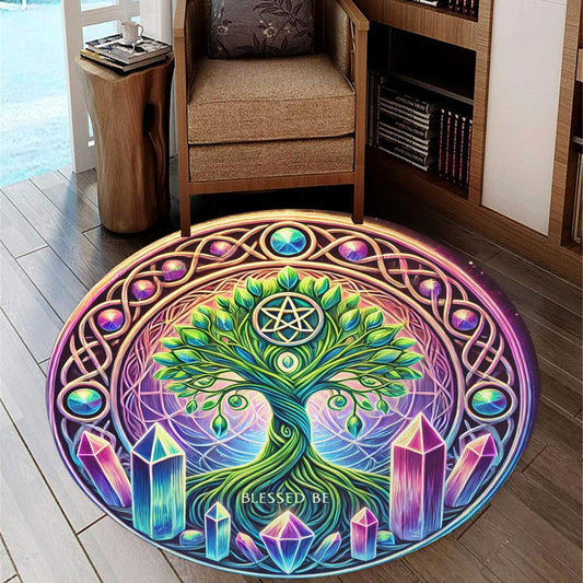 Celtic Tree of life Round Rug Pagan Tree of life Carpet for Wicca Home Decor-MoonChildWorld