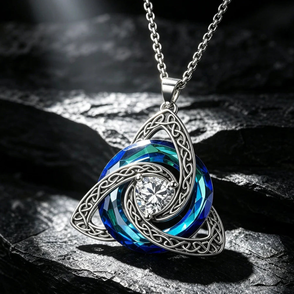 Celtic heart knot necklace presented as a gift