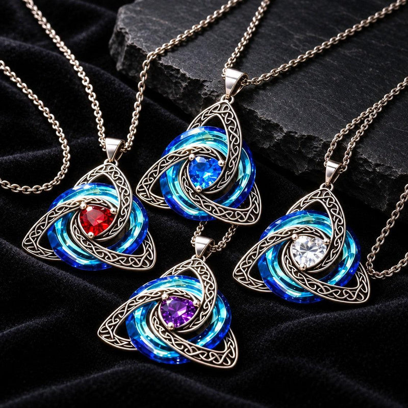Celtic Trinity Knot Necklace with Heart Zirconia Pendant
