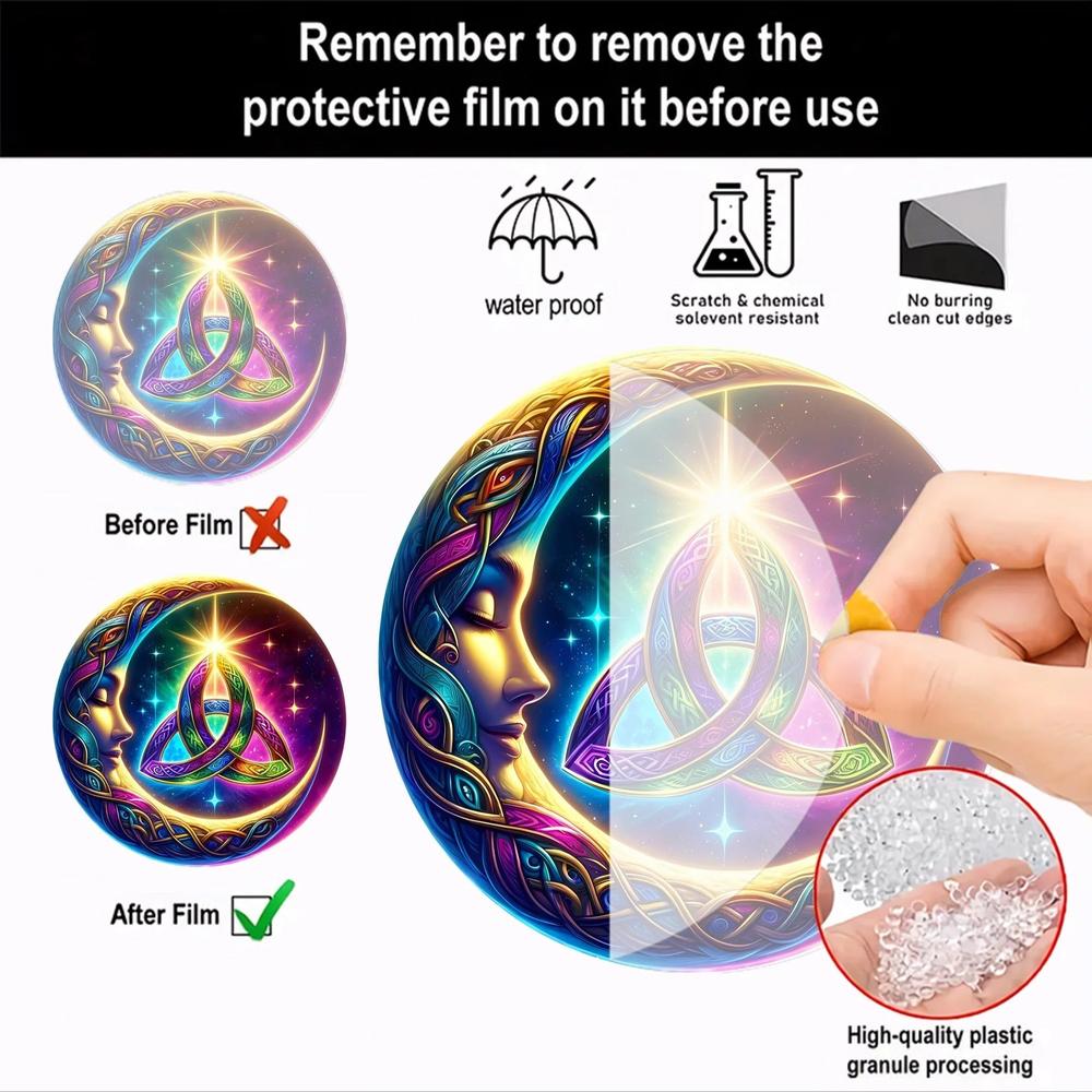 Celtic Triquetra Crescent Moon Suncatcher Wicca Acrylic Round Sign Pagan Home Decor-MoonChildWorld