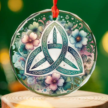 Celtic Triquetra Glass Ornament Pagan Yule Ornament-MoonChildWorld