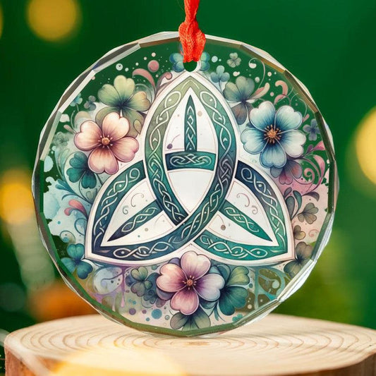 Celtic Triquetra Glass Ornament Pagan Yule Ornament-MoonChildWorld