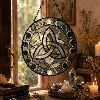Celtic Triquetra Knot Glass Suncatcher - sunlight glow