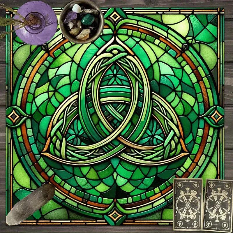 Celtic Triquetra Pagan Tarot Tablecloth Wicca Altar Cloth for Witchcraft Divination-MoonChildWorld