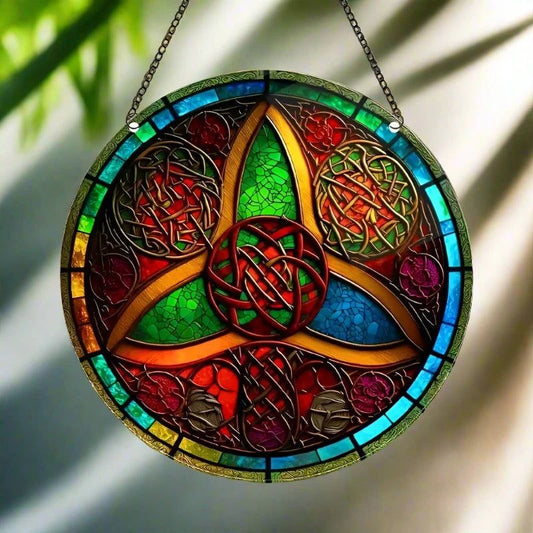 Celtic Triquetra Suncatcher Spiritual Acrylic Sign Pagan Window Wall Hanging-MoonChildWorld