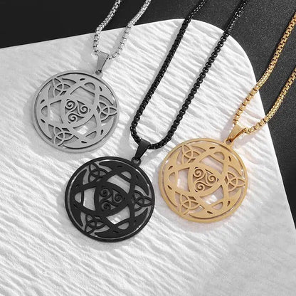 Celtic Witch's Knot Spiral Triangle Knot Necklace-MoonChildWorld