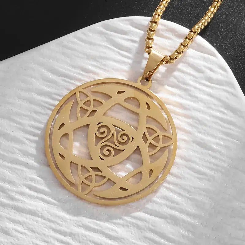Celtic Witch's Knot Spiral Triangle Knot Necklace-MoonChildWorld