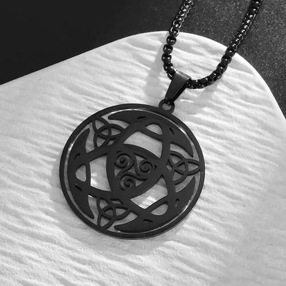 Celtic Witch's Knot Spiral Triangle Knot Necklace-MoonChildWorld