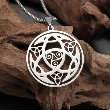 Celtic Witch's Knot Spiral Triangle Knot Necklace-MoonChildWorld