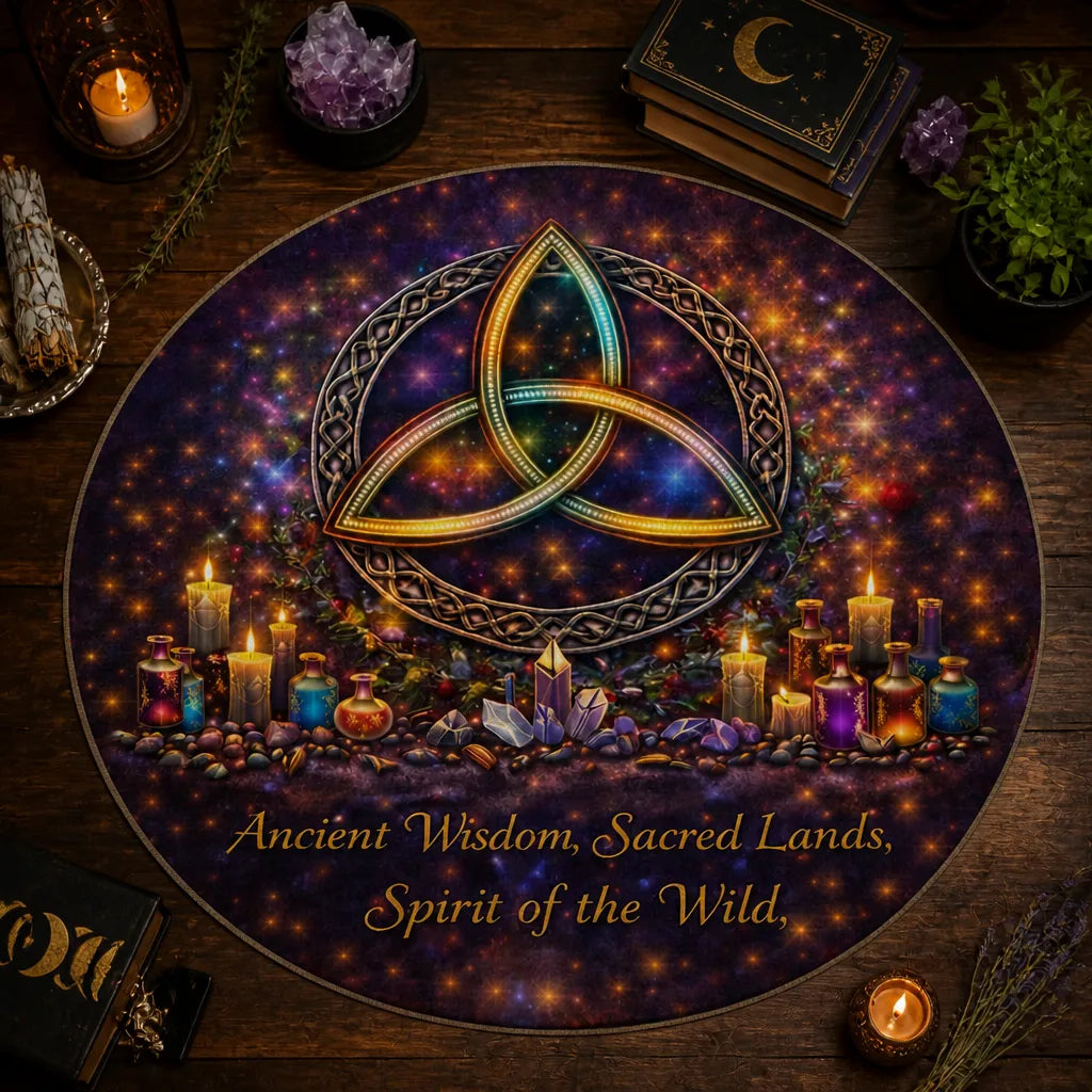 Cetic Knot Triquetra Round Rug Wiccan Pagan Carpet for Yule Home Decor_mockup_2.webp