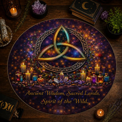 Cetic Knot Triquetra Round Rug Wiccan Pagan Carpet for Yule Home Decor_mockup_2.webp