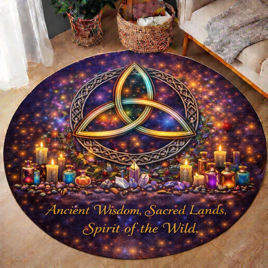 Cetic Knot Triquetra Round Rug Wiccan Pagan Carpet for Yule Home Decor-MoonChildWorld