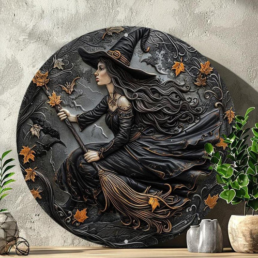 Broom Witch Wall Art Witchy Metal Sign Halloween Wall Decor-MoonChildWorld